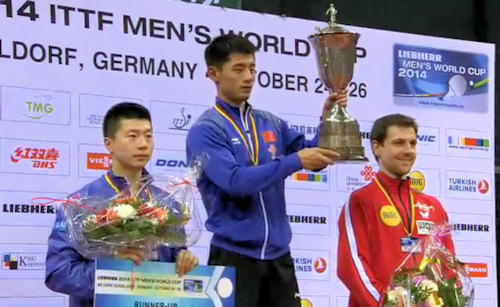 Men's World Cup 2014 Podium - Ma Long, Zhang Jike, Timo Boll