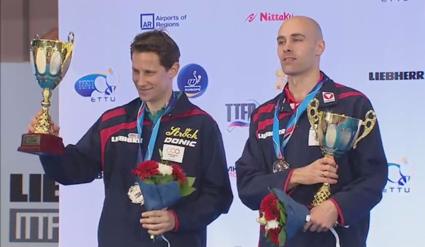 2015 European Championships Men's Doubles Silver Medallists - Robert GARDOS and Daniel HABESOHN (Austria)