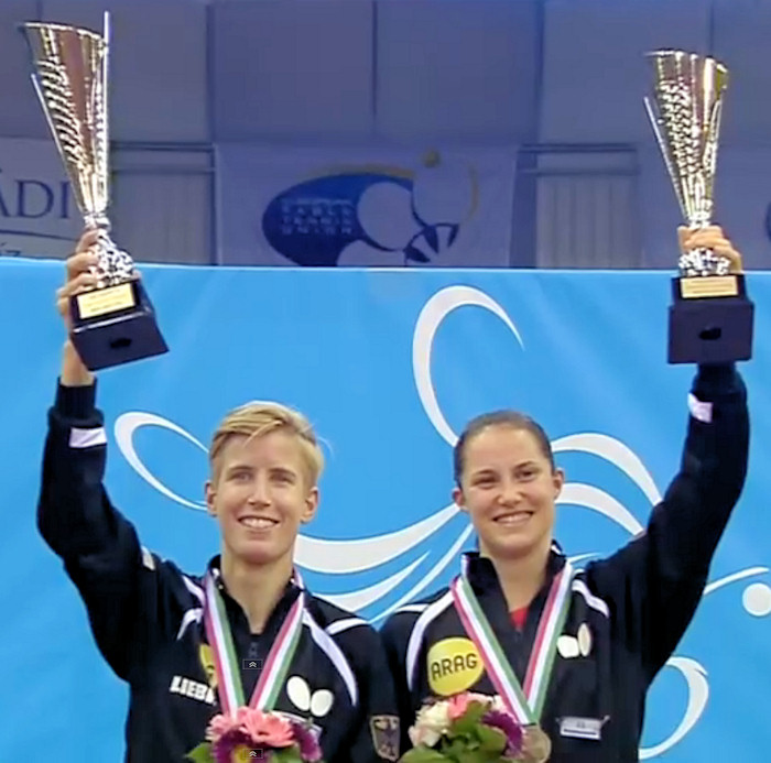 2016 European Championships Women's Doubles winners - Kristin Silbereisen and Sabine Winter