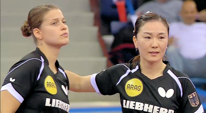 2016 European Championships Women's Doubles silver medallists - Petrissa Solja and Shan Xiaona