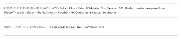 2016 Olympic Games Sponsors