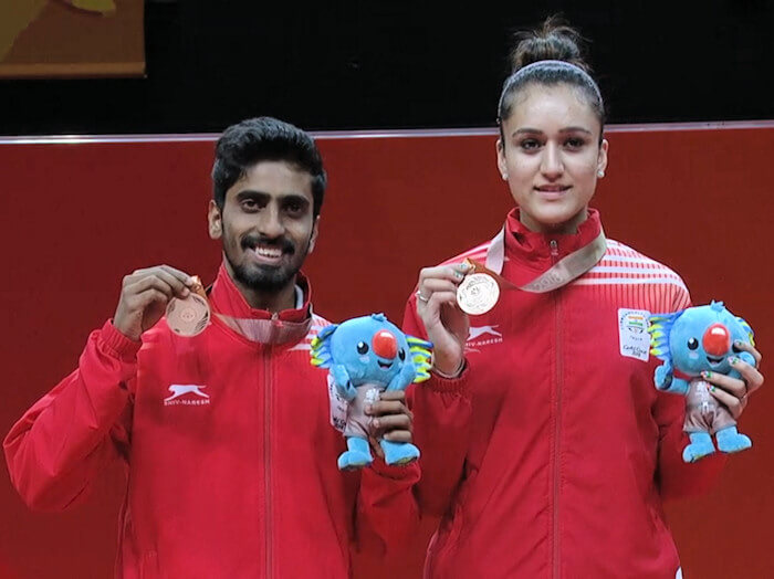 2018 Commonwealth Games Mixed Doubles Bronze Medallists - Sathiyan GNANASEKARAN & Manika BATRA (India)