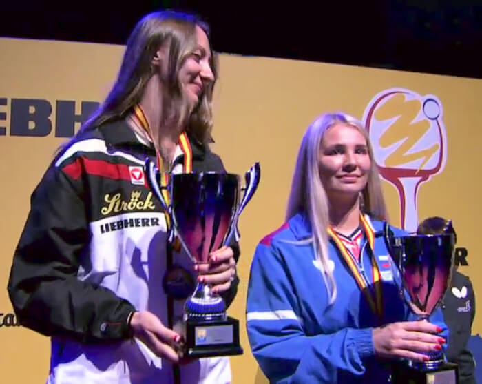 2018 European Championships Women's Doubles silver medallists - Sofia Polcanova and Yana Noskova