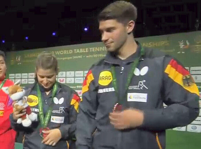2019 World Championships Mixed Doubles Bronze Medallists - Petrissa Solja and Patrick Franziska (Germany)