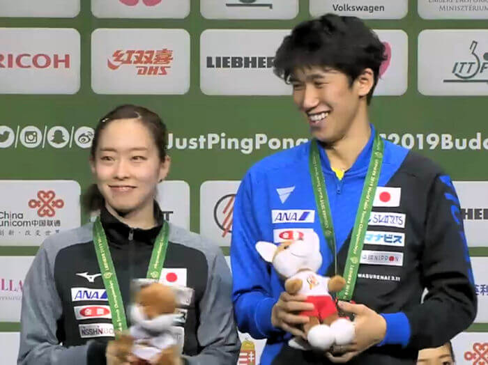 2019 World Championships Mixed Doubles Silver Medallists - Kasumi Ishikawa and Maharu Yoshimura (Japan)