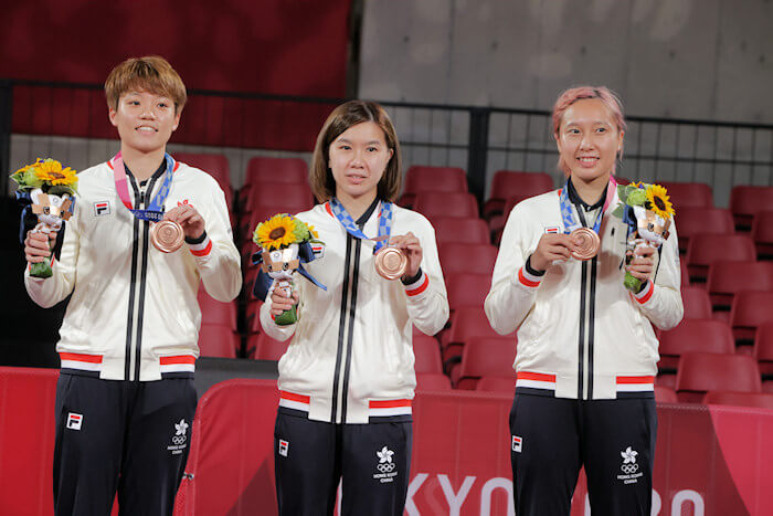 Women's Team Event Bronze medal winners - Hong Kong China
