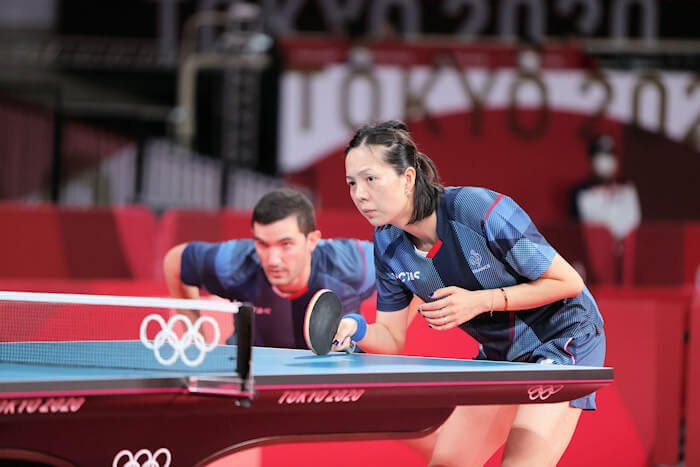Mixed Doubles 4th place - Emmanuel Lebesson and Yuan Jia Nan