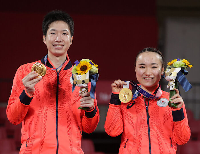 2020 Olympic Games - Mixed Doubles Gold medal winners - Jun Mizutani and Mima Ito