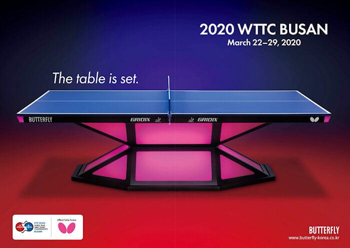 2020 World Team Championships are being played on Butterfly Gridix tables