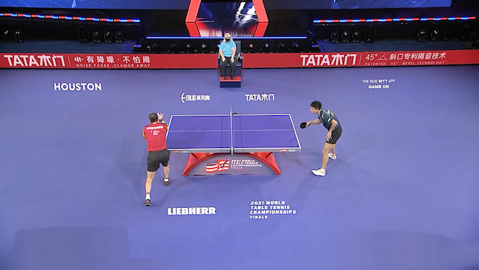 2021 World Championships - Mens Singles - Timo Boll (Germany) v Zhou Qihao (China)