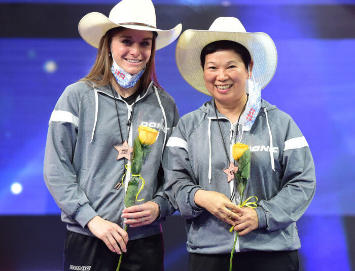 Bronze Medallists - Sarah De Nutte and Xia Lian Ni (Luxembourg)