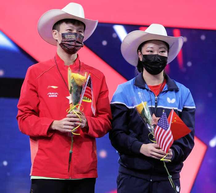 2021 World Championships Mixed Doubles Bronze Medallists - LIN Gaoyuan (China) and Lily ZHANG (USA)