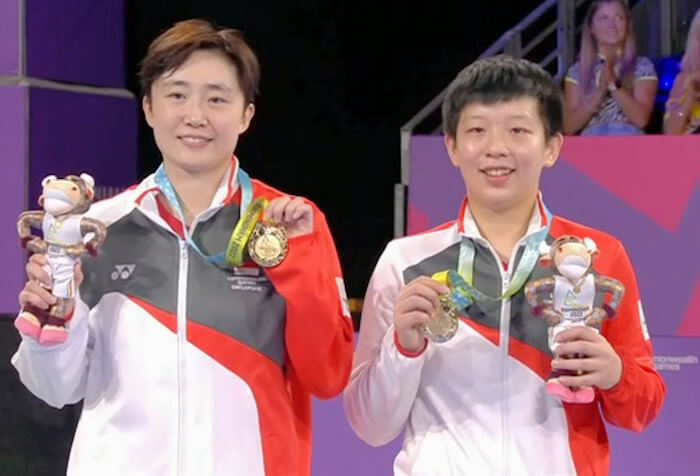 Women's Doubles Gold Medallists - FENG Tianwei and ZENG Jian (Singapore)