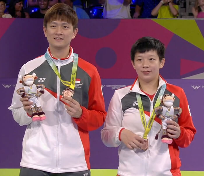 Mixed Doubles Bronze Medallists CHEW Zhe Yu Clarence and ZENG Jian (Singapore)
