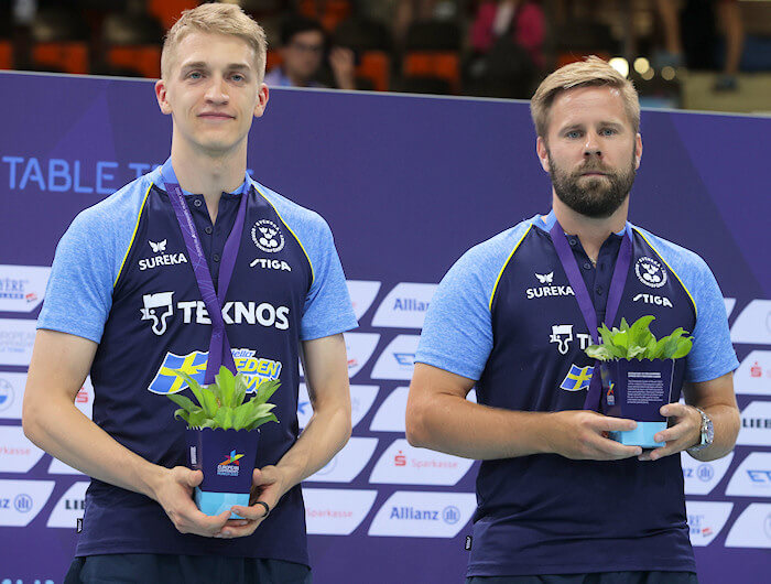 2022 European Championships Men's Doubles bronze medallists - Anton Kallberg and Jon Persson (Sweden)