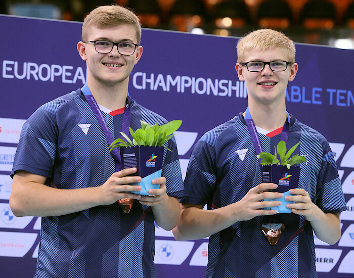 2022 European Championships Men's Doubles bronze medallists - Alexis Lebrun and Felix Lebrun (France)