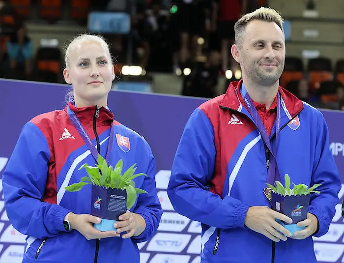 2022 European Championships Mixed Doubles Bronze Medallists - Barbora BALAZOVA and Lubomir PISTEJ (Slovak Republic)