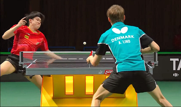 2023 World Championships - Mens Singles QF - Wang Chuqin (China) v Anders Lind (Denmark)