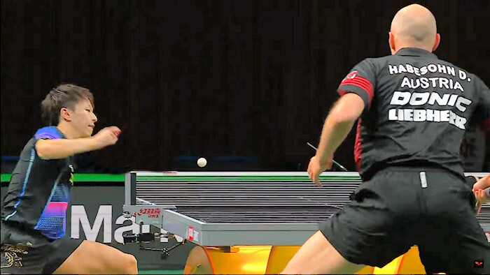 2023 World Championships - Mens Singles -  Lin Gaoyuan (China) v Daniel Habesohn (Austria)