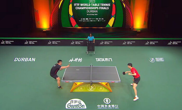 2023 World Championships - Mens Singles -  Eugene Wang (Canada) v Ma Long (China)