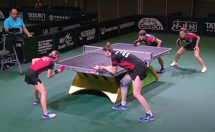 Bernadette Szocs (Romania) and Sofia Polcanova (Austria) v Nina Mittelham and Xiaona Shan (Germany)