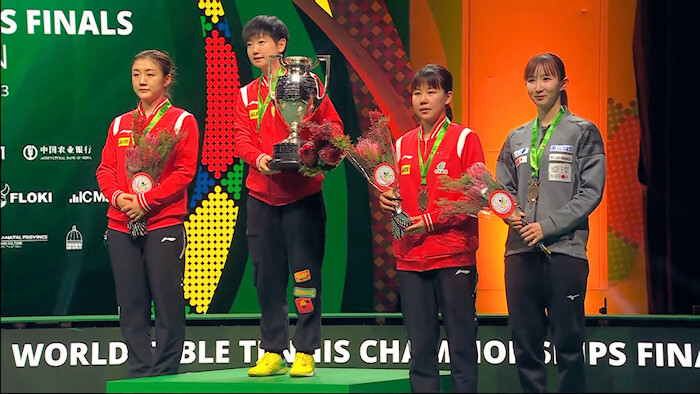 Women's Singles Medallists - Chen Meng, Sun Yingsha, Chen Xingtong, Hina Hayata