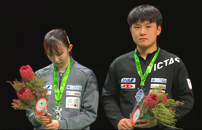 2023 World Championships Mixed Doubles Silver Medallists - Hina Hayata and Tomokazu Harimoto (Japan)