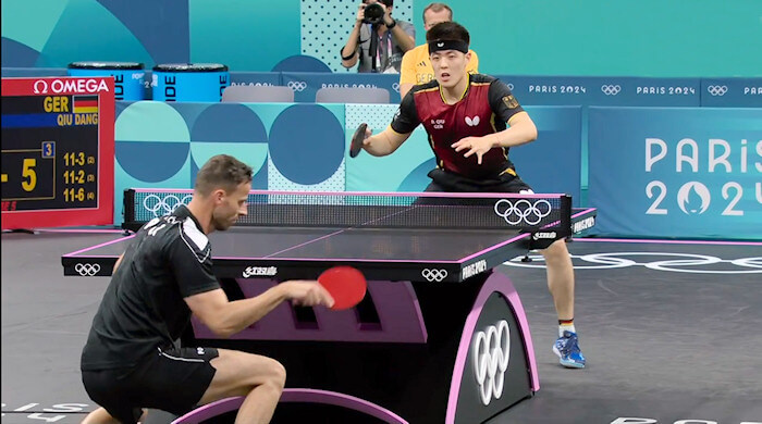 Dang QIU (Germany) beat Tiago APOLONIA (Portugal) Dang QIU (Germany) beat Tiago APOLONIA (Portugal)