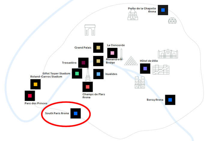 Location of Paris Expo and other venues around Paris
