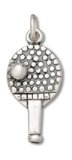 Sterling Silver Ping-Pong Paddle and Ball Charm Pendant 