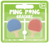 2 Novelty Ping Pong Bat Erasers Rubbers Table Tennis Paddle Shaped Stationary