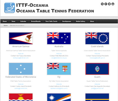Oceania Table Tennis Federation web site