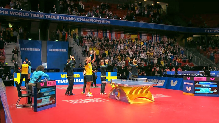 Sweden celebrate victory over Chinese Taipei