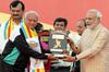 Indian Prime Minister Narendra Modi awarding Trophy to Kshitish Purohit