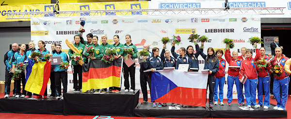 European Championships 2013 Women's Team Event medallists