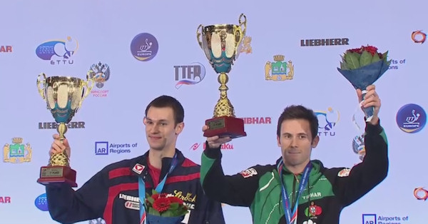 2015 European Championships Men's Doubles winners Stefan FEGERL (Austria) and Joao MONTEIRO (Portugal)