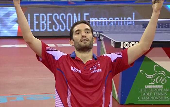 2016 European Championships Men's Singles - Celebrating the winning point