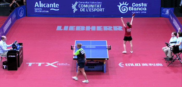 2018 European Championships Women's Singles final - Li Qian celebrates the winning point
