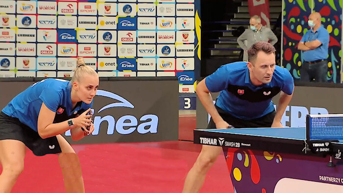 2020 European Championships Mixed Doubles Silver Medallists - Barbora Balazova and Lubomir Pistej (Slovakia)