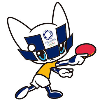 Tokyo 2020 Olympic Games Mascot Miraitowa playing table tennis