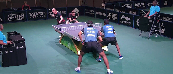 Liam Pitchford and Paul Drinkhall v Sharath Kamal Achanta and Sathiyan Gnanasekaran