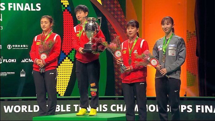 Women's Singles Medallists - Chen Meng, Sun Yingsha, Chen Xingtong, Hina Hayata