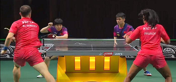 2023 World Championships Mixed Doubles Quarter Final - Lin Shidong and Kuai Man (China) v Simon Gauzy and Prithika Pavade (France)