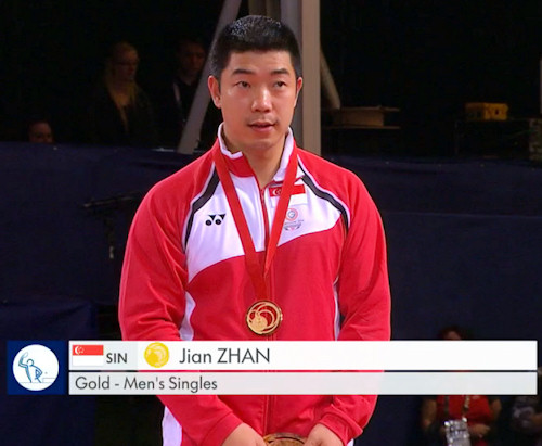 2014 Commonwealth Games Men's Singles Gold Medallist - Jian Zhan