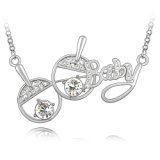 Silver Swarovski Elements Crystal Diamond Accent Sports Table Tennis Pendant Chain Necklace with a Gift Box