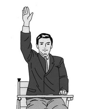 Umpires hand signal for a let