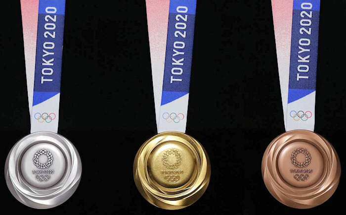 2020 Olympic Games Medals reverse side with ribbons