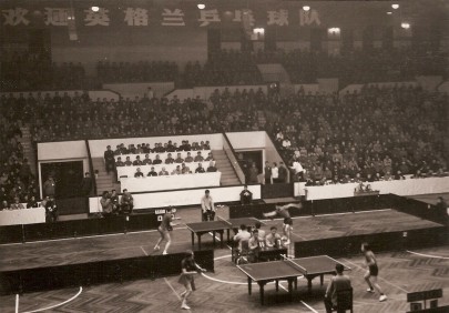 Tony Clayton taking part in ping pong diplomacy