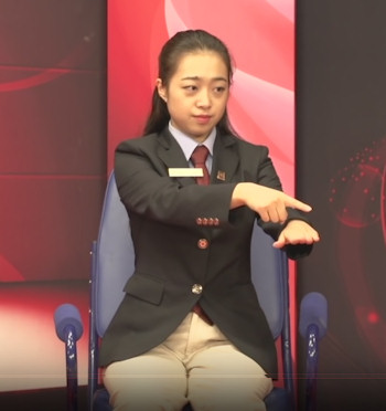 Umpires hand signal for ball over the playing surface