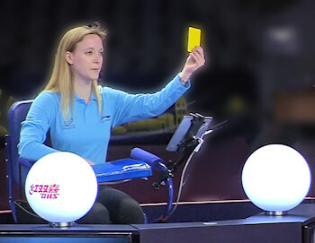 Yellow cards and red cards in table tennis